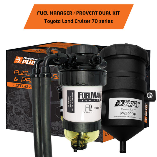 FUEL MANAGER PRE-FILTER + PROVENT DUAL KIT LAND CRUISER 70 (FMPV640DPK)